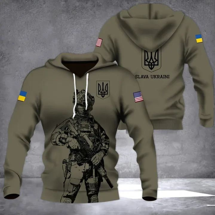 New Ukrainian national emblem Canada Flag Camo printed hoodies 3D Men Women casual pullover military hooded Sweatshirt clothing — image 5