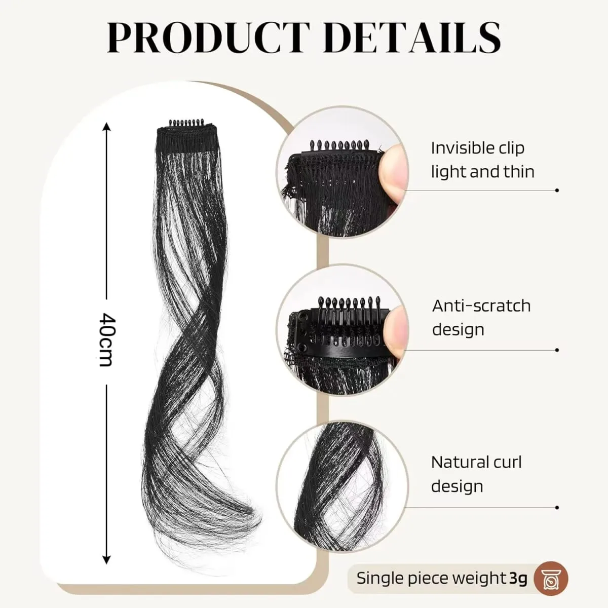 Long Side Air Bangs 2 PCS Synthetic Set Wavy Curly Clip in Curtain Bangs Front Side Bangs Face-Framing Highlights for Women — image 6
