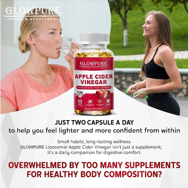 Apple Cider Vinegar Capsules Detox For Bloating and Constipation Slimming Fat Burning Digestive System Health