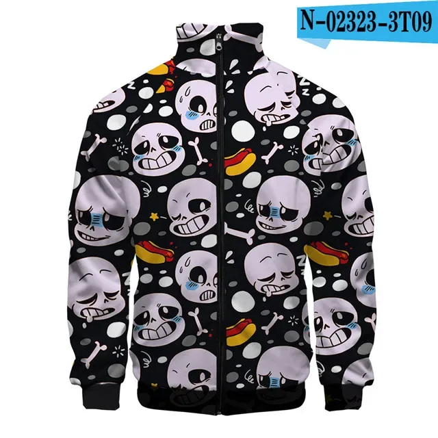 Luxuriöse beliebte Sans Undertale 3D-Druck-Reißverschluss-Raglanjacke Windjacke Jungen/Mädchen Bequeme Stehkragenjacken Mäntel