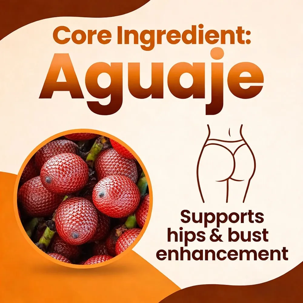 Aguaje + Fenugreek Capsules - 1000mg Υποστηρίζει τους γλουτούς με καμπυλωτό σώμα και στήθος Υποστήριξη ανοσοποιητικής υγείας πλούσια σε πρωτεΐνες και βιταμίνες