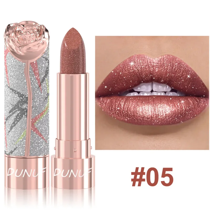7 Colors Gold Sparkle Metallic Lipstick Pearl Shimmer Glitter Lip Makeup High Pigment Velvet Matte Long Lasting Lipstick — image 8