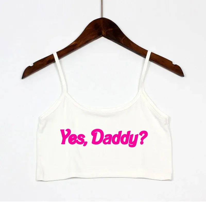 YES DADDY Pink Letters Print Summer Women's Crop Top Sexy Elastic Cotton Camis Sleeveless Short Tank Top Bar Tops Women — image 10