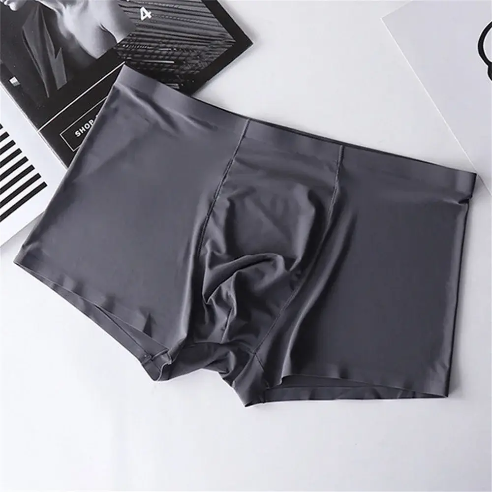 3pcs Ultra-thin Smooth Ice Silk Underwear for Men Seamless Fitness Sports Sexy Boxers Quick Drying Trunk Shorts Plus Size — image 7