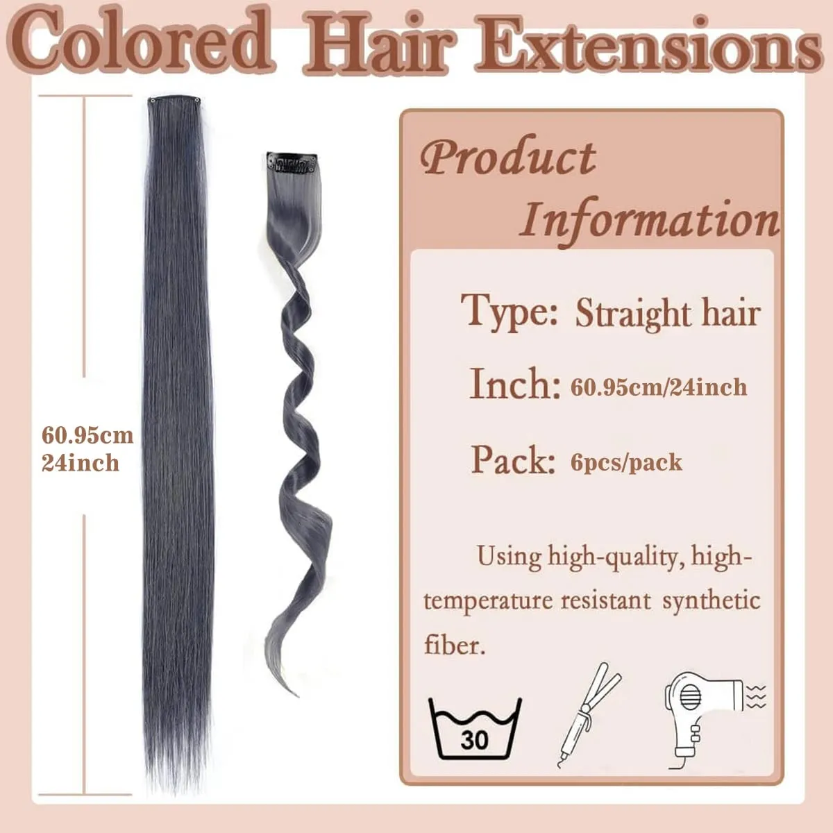 5PCS Klip Lurus Dalam Sambungan Rambut Klip Sorotan Sintetik Pada Potongan Rambut Rambut Fesyen Untuk Wanita Cosplay Pesta Harian — image 4