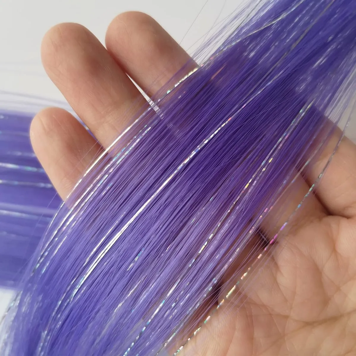 Clip in Pink Hair Extensions Mixed Silver Tinsels Synthetic Rainbow Hairpiece Holiday Party Highlights for Women Girls — image 15