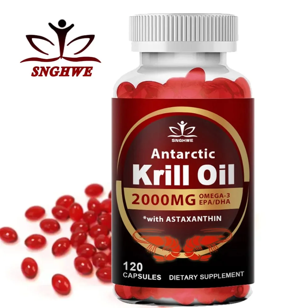 Antarctic Krill Oil-2000mg Per Serving-with Omega-3s EPA DHA & Astaxanthin-Supports Healthy Joints Brain Heart& Blood Pressure — image 1