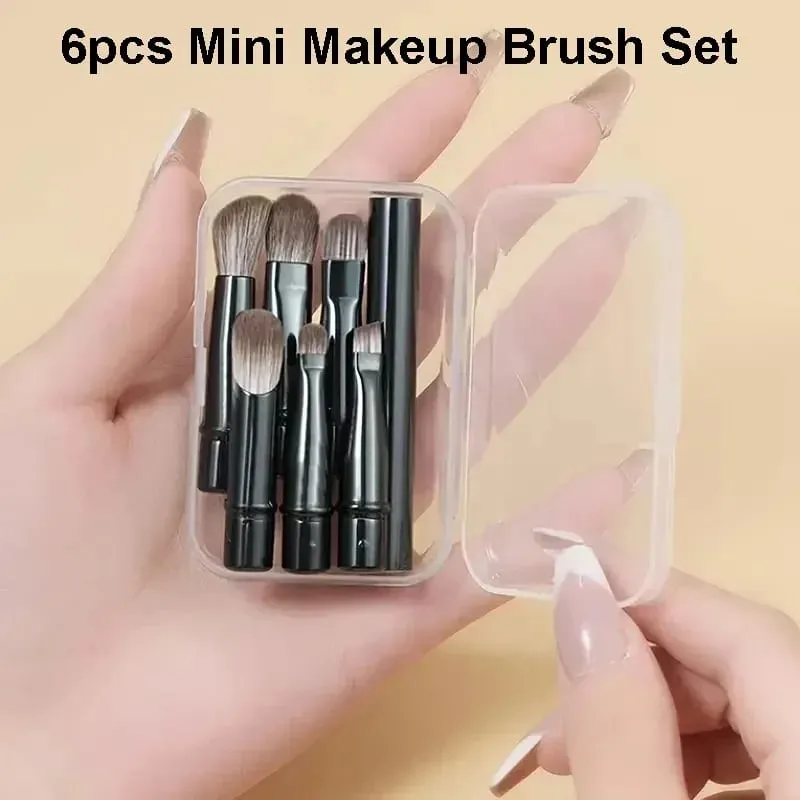 6Pcs Mini Travel Makeup Brushes Set with Box Portable Cosmetic Powder Foundation Blush Blending Concealer Make Up Brushes Set — image 2