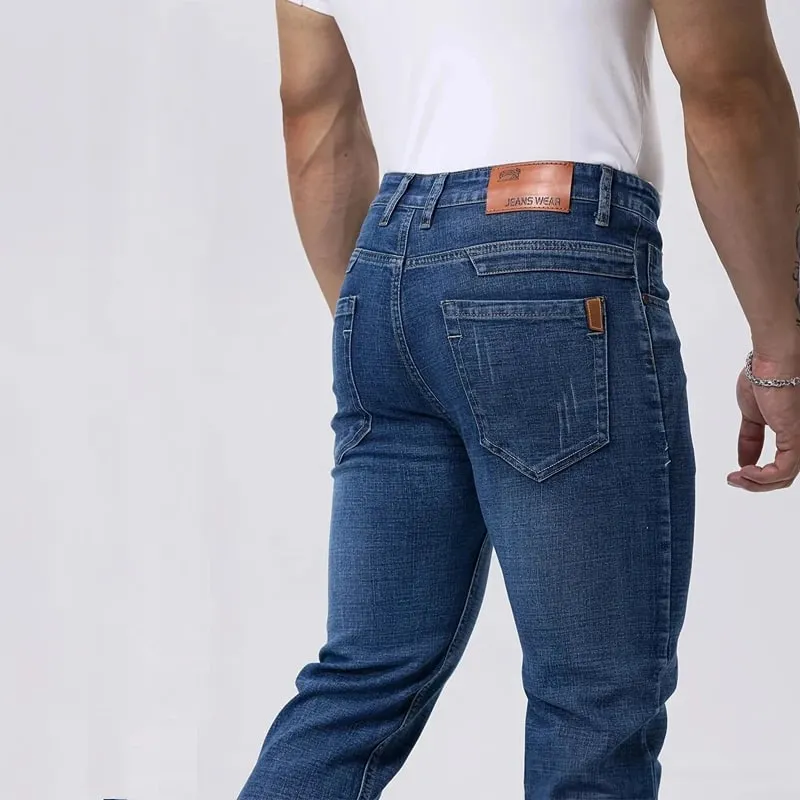Spring Autumn Business Men Jeans Casual Straight Stretch Fashion Classic Black Sky Blue Grey Work Denim Trousers Brand Clothing — image 6
