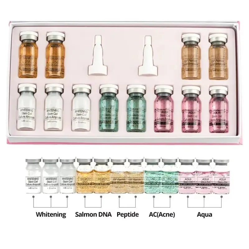 12 Vials Korea 8ml BB Cream Glow Ampoule Skin Booster Foundation Kit Salmon DNA/Niacinamide Facial Cosmetics — image 9