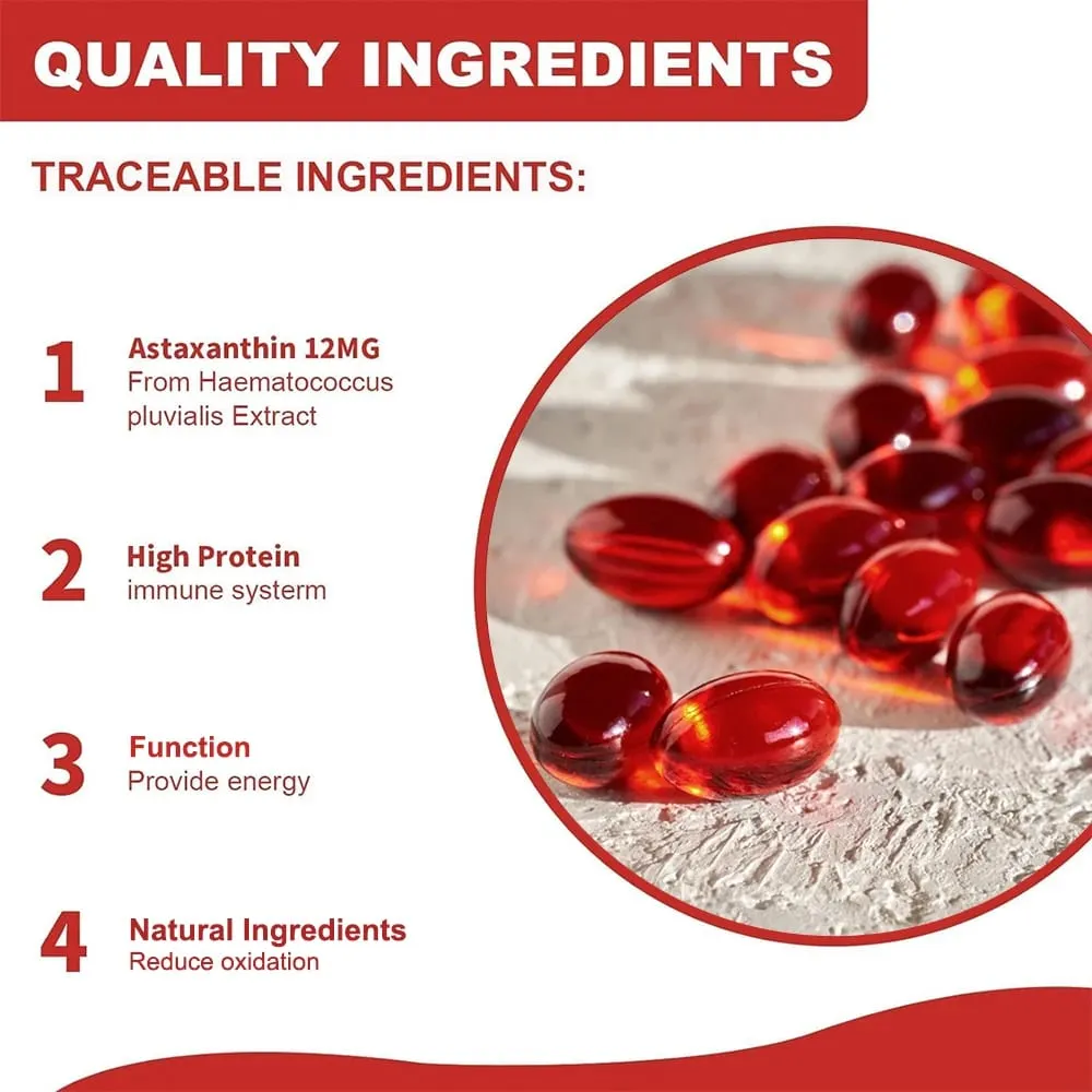 Balincer Astaxanthin Capsules 12mg Promotes Cardiovascular Health and Accelerates Metabolism Supporting Eye Joint & Skin Health — image 4