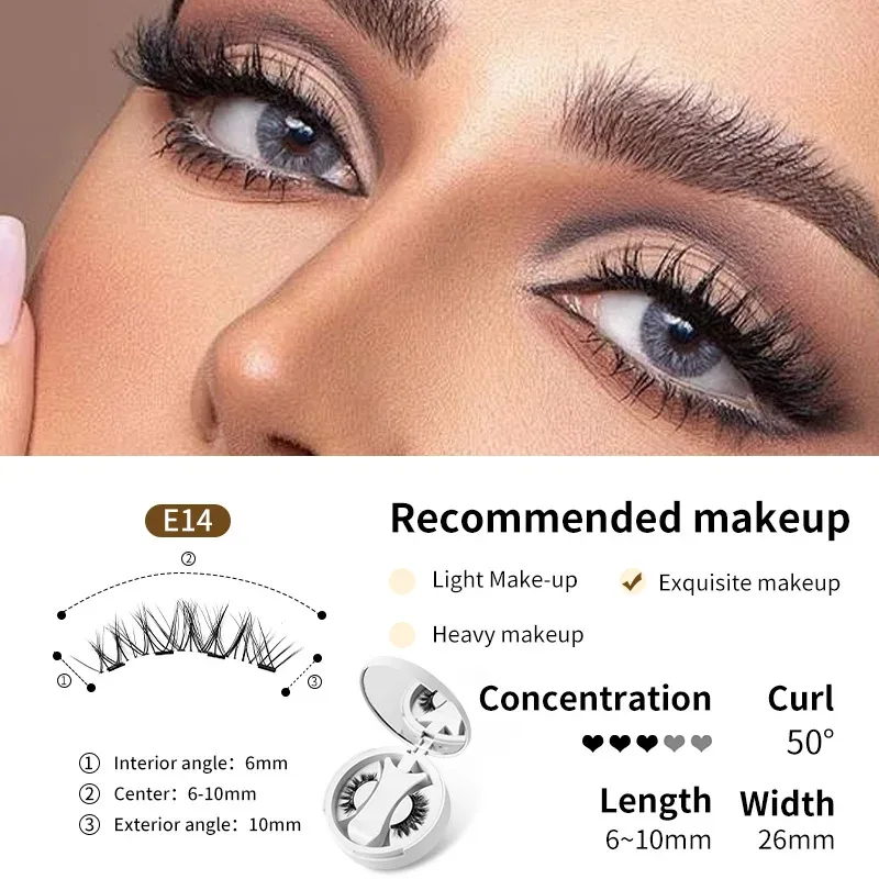 Brown Magnetic False Eyelashes Natural Soft Light Weight Eye Makeup Set With Applicater One-Piece Box Easy To Carry Eyelash Tool — image 13