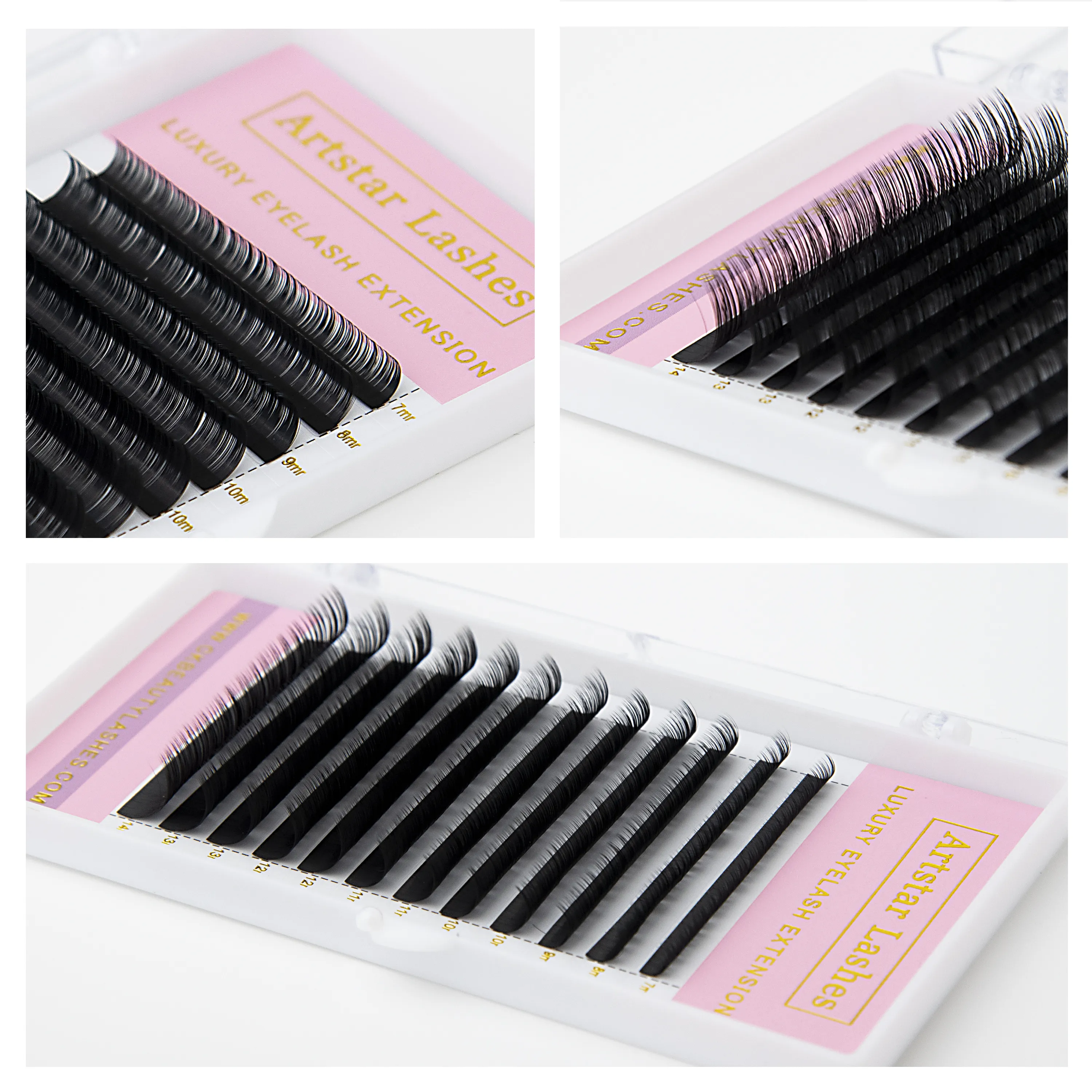 12 Rows/Tray False Eyelashes J B Curl 6-20mm Eyelash Extensions Matte Black Lashes Makeup Tool — image 2