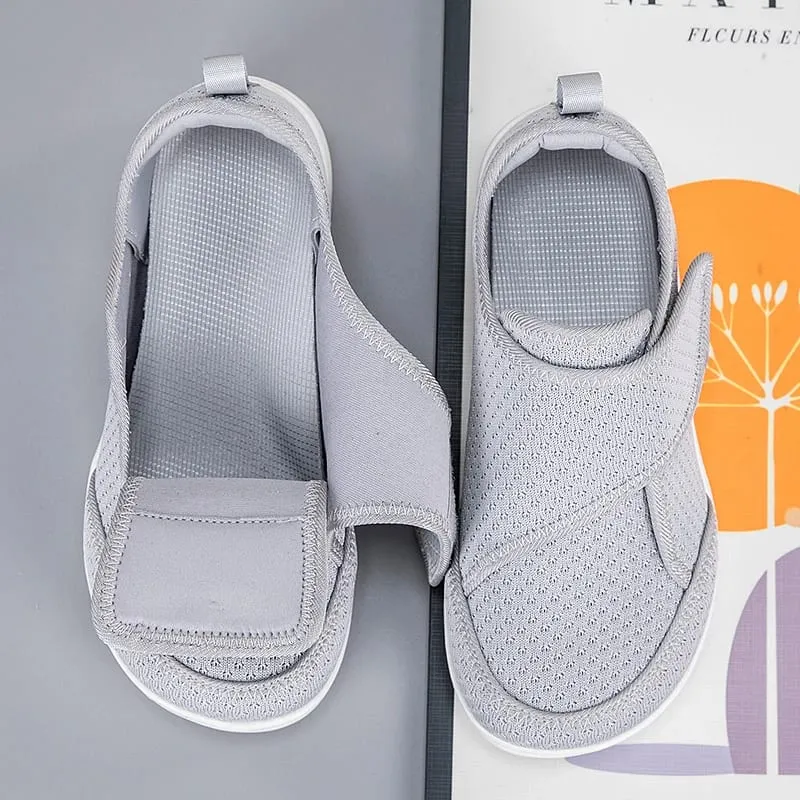 Zapatos abiertos para personas mayores, zapatos para diabéticos ajustables, grasa del pie hinchado, juanete ancho Hallux Valgus, ortopedia, eversión del pulgar, hombres y mujeres — image 2
