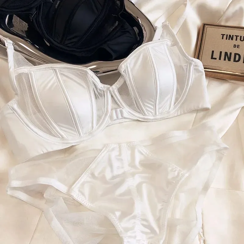 2 kusy letní tenké košíčky Dámské spodní prádlo Sexy přední spona Push Up Podprsenka Set Nastavitelný popruh Podprsenka Krásné spodní prádlo