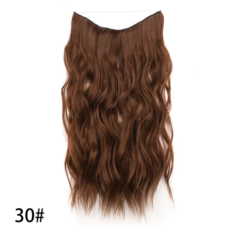 Synthetic Invisible Wire Hair Extensions Long 4 Clips In Wave Curly Hairpiece For Women 20Inch Secret Fish Line Hair Extensions — image 9