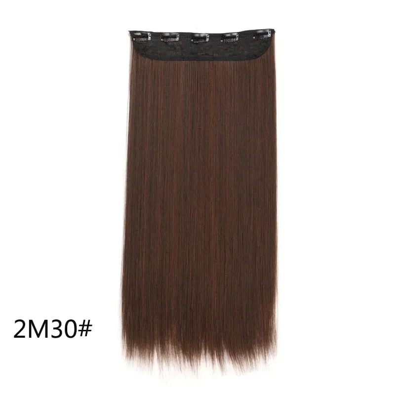 Synthetic 5-Clip One Piece Invisible Hair Extensions Long Straight 24Inch Heat Resistant Hairpiece for Women — image 8