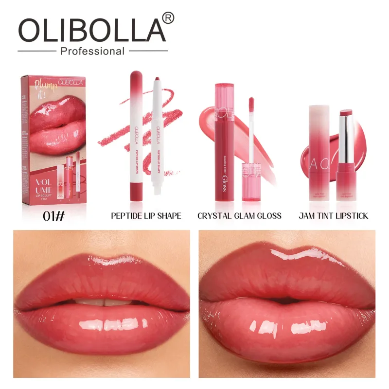 3PCS Lip Makeup Set Lip Liner Pencil + Glossy Lip Glaze + Mirror Shine Lipstick Long Lasting Waterproof High Pigment Lip Kit — image 9
