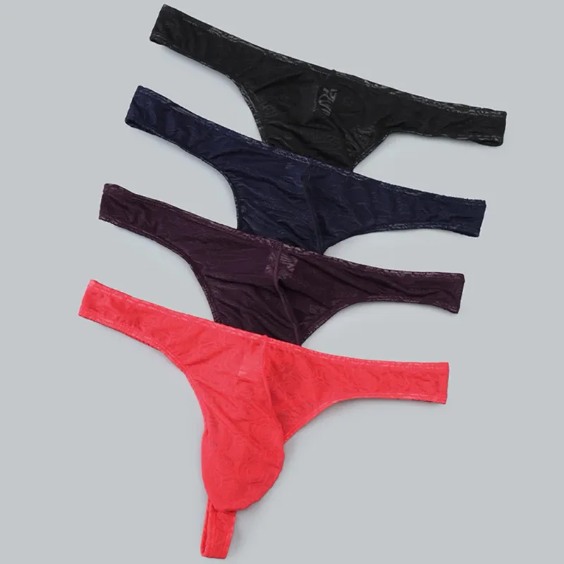 ผู้ชายลูกไม้ Jacquard G-String ชุดชั้นในสูงยืดขนาดใหญ่กระเป๋ากางเกงเซ็กซี่เกย์เร้าอารมณ์ T-back Underpants — image 5