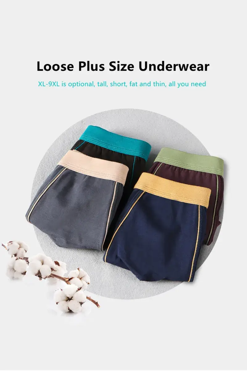 6pcs/Lot Large Size Seamless Underwear Men Solid Cotton Boxer Shorts Men's Panties Breathable Boxers Mens Pack Underpants Man — image 2
