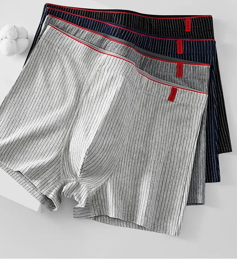 4 stycken boxerunderkläder för män Mjuka, ventilerande och bekväma herrbyxor Randig Trendig personlighet Casual lösa boxershorts