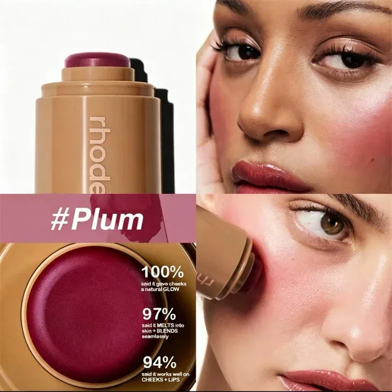 INS Pocket Powder Blusher Stick Lip Cheek Hydrating Stick Natural Rouge Powder Blusher Cream Lipstick Cheek Teacup Candy Color