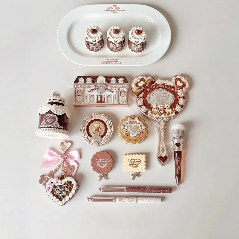 New Arrive Flower Knows The Sweetie Bear Collection Mini Setting Powder Cookie Perfume and Dual Ended Brow Gel and Pencil