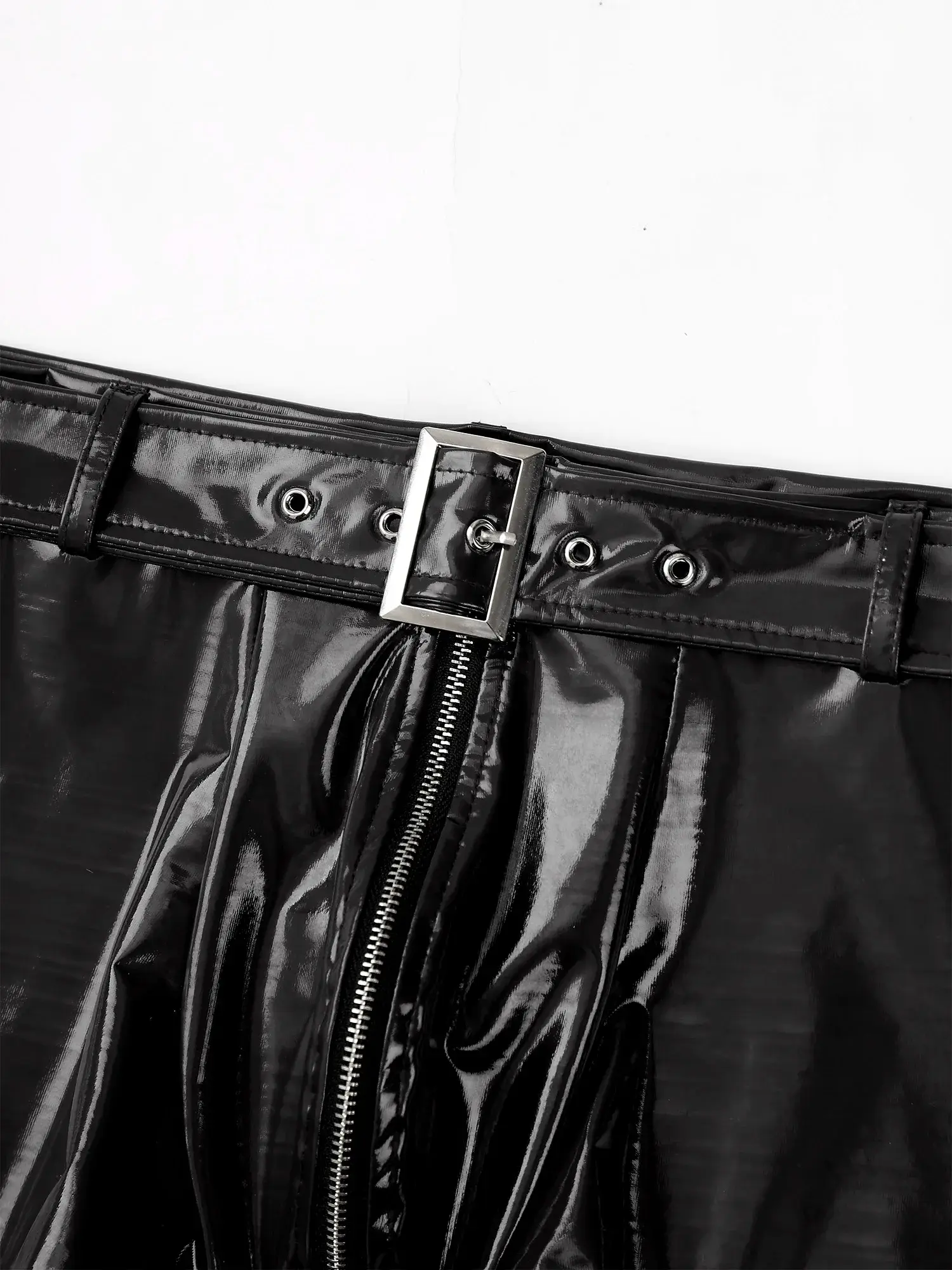 Men's Boxer Shorts Wet Look Latex PVC Leather Zipper Shorts Bottoms Bulge Pouch Boxer Brief Clubwear Party Hot Pants Nightwear
