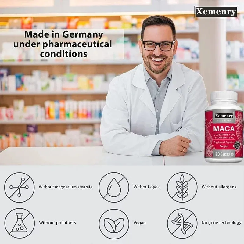 Maca Root Capsules + L-Arginine Vitamins B6 + B12 OPC & Zinc for Men & Women 120 Veggie Caps — image 5