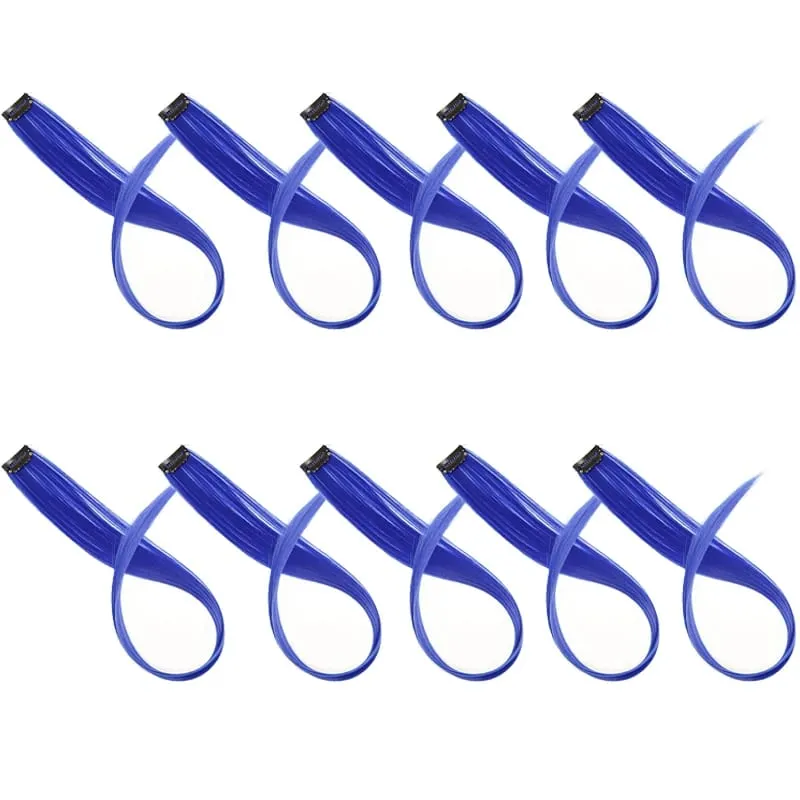 Synthetic 10pcs Colored Hair Synthetic Extensions Colorful Clip in Hair Long Straight Hair for Kids Girls Women — image 15