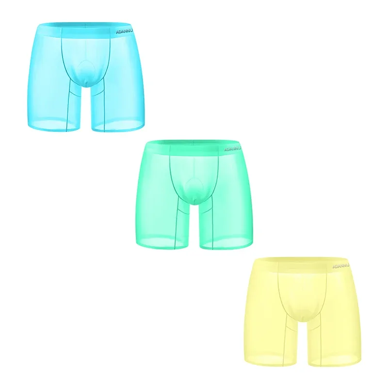 1/3 PCS Men Ice Silk Transparent Boxers 0.01 Ultra-thin Fabric See Through Underpants Seamless Underwear Boxer Shorts