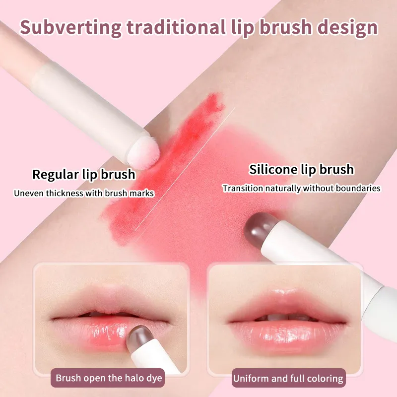 Kuas Bibir Silikon dengan Penutup Kuas Concealer Bersudut Lip Balm Lip Gloss Kuas Concealer Kepala Bersudut Kuas Rias Kaki Kucing