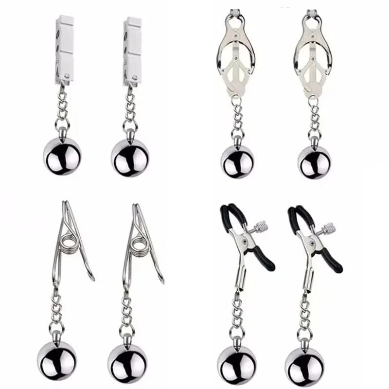 Heavy Nipple Clamp Clips Weight Slave Stimulator Metal Nipple Clips With Ball Weight Breast Bondage Restraint Sex Toy Woman — image 1
