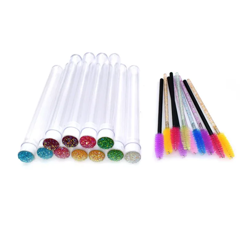 10Pcs Reusable Eyelash Brush Mascara Wands for Eyelash Extension Makeup Brushes Crystal Micro Drill Separate Tube — image 3