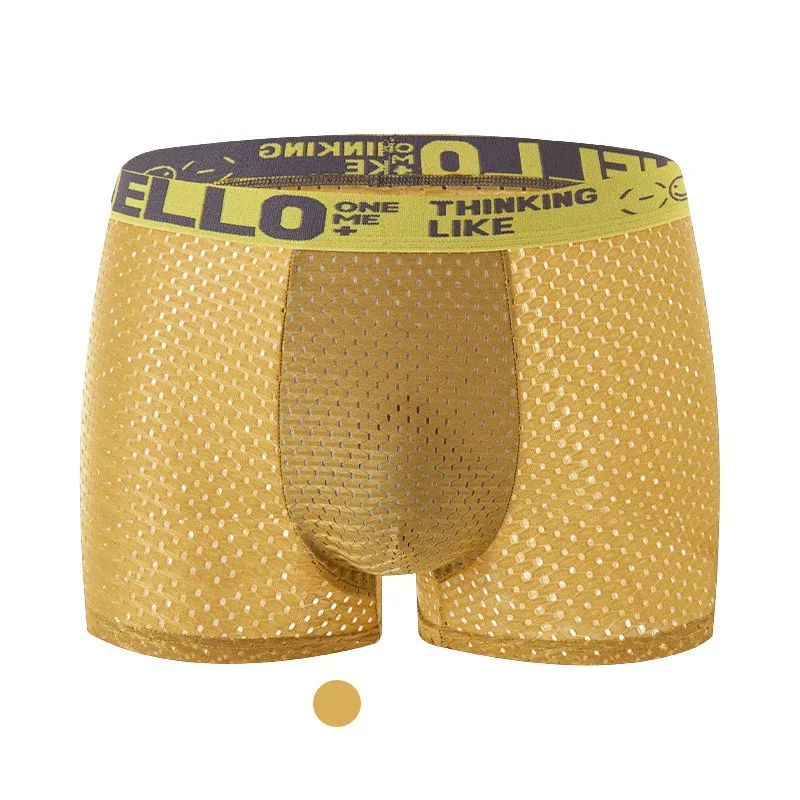 Mens Ice Silk Mesh Underwear Summer Breathable Mesh Cool Boxer Boxer Shorts for Men 45-90KG Anti-bacterial Light Thin Underpants — image 6