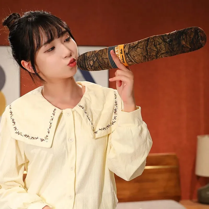 35~110cm Brown Long Cigar Cigarette Plush Pillow Stuffed Sleeping Leg Support Companion Men Birthday Gift — image 4