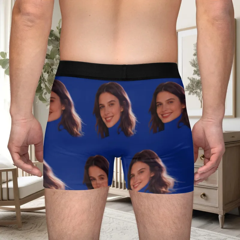 Foto del viso personalizzate, biancheria intima personalizzata, regalo di San Valentino da uomo con angoli piatti, per il marito, regalo di anniversario per il padre