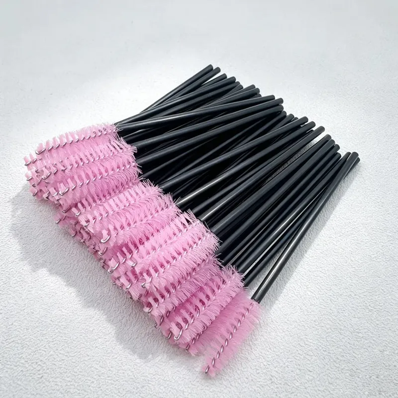 50pcs Disposable Eyelash Brushes Crystal Eye Lash Mascara Wands Glitter Lash Comb Spoolies Micro Makeup Applicators