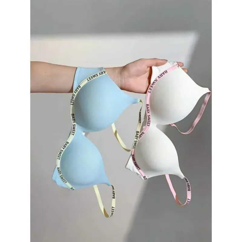 Stylish Vivid Color Dopamine Lingerie Sexy Boost Small Breast Wireless Soft Daily Casual Home Dating Plus Size 32-38 Bra Set Hot — image 5