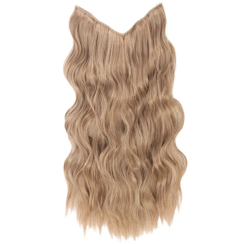 Black Halo Hair Extensions with Invisible Wire Adjustable Size 22inch Long Synthetic Wavy Curly Hairpieces for Women No Clip — image 13