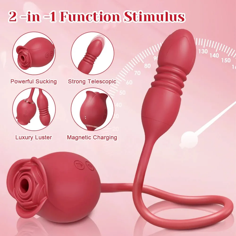 Rose-Sucking Thrusting Dildo Vibrator for Women Nipple Clit Stimulator Vibrating Egg Tongue Licking Clitoris Sucker Sex Toys — image 3