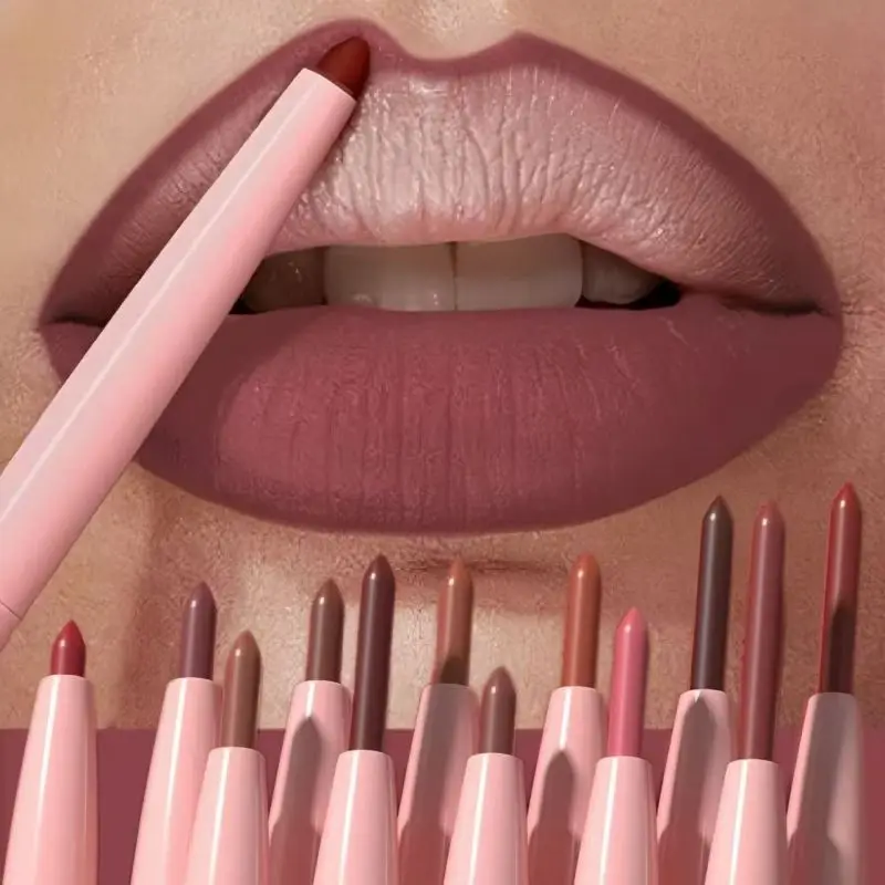 12 Kinds Of Waterproof Lip Liner In Different Colors Matte Finish Easy Coloring Non Fade Color Rendering Lip Gloss Beauty