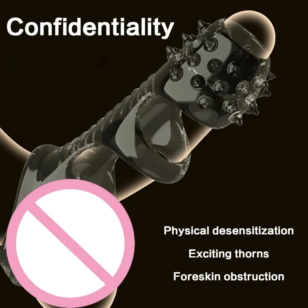 Penis Rings For Men Sleeve Reusable Condoms Dick Sleeve Silicone Penis Extender Glans Cover Enlargement Cock Ring Sex Toys — image 3