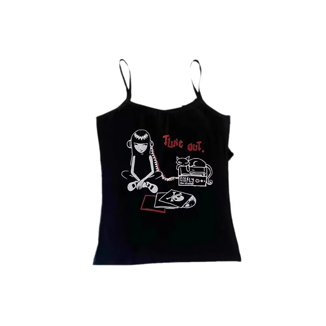 Vrouwen Gothic Spinnenweb Print Cami Tank Top Mouwloos Spaghetti Band Y2K Slim Cropped Hemdje Dark Punk Streetwear Tops — image 3