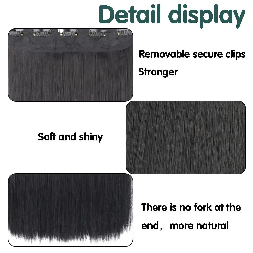 Synthetic 5 Clip In Hair Extensions Long Straight Hairstyle Hairpiece Black Brown Blonde 80CM Fake Hair — image 5