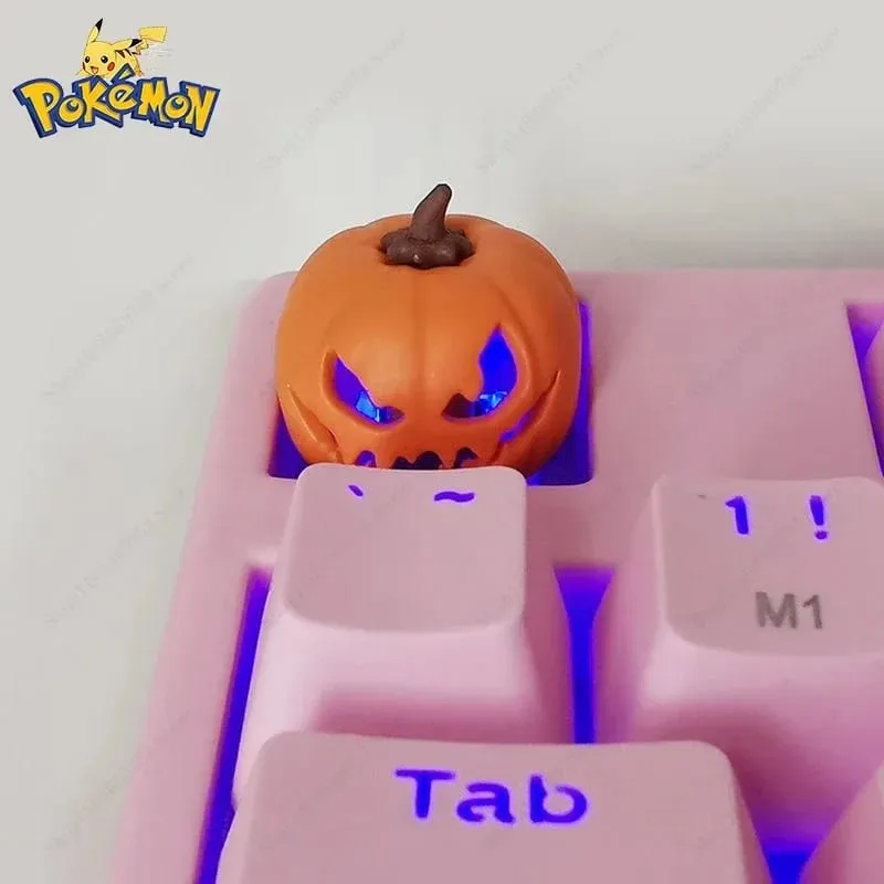 Pokemon Anime Cute Tail Keycaps Pikachu Gengar Eevee Keyboard Cap for Cross Shaft Mechanical Keyboard 3D Resin Keycaps Best Gift