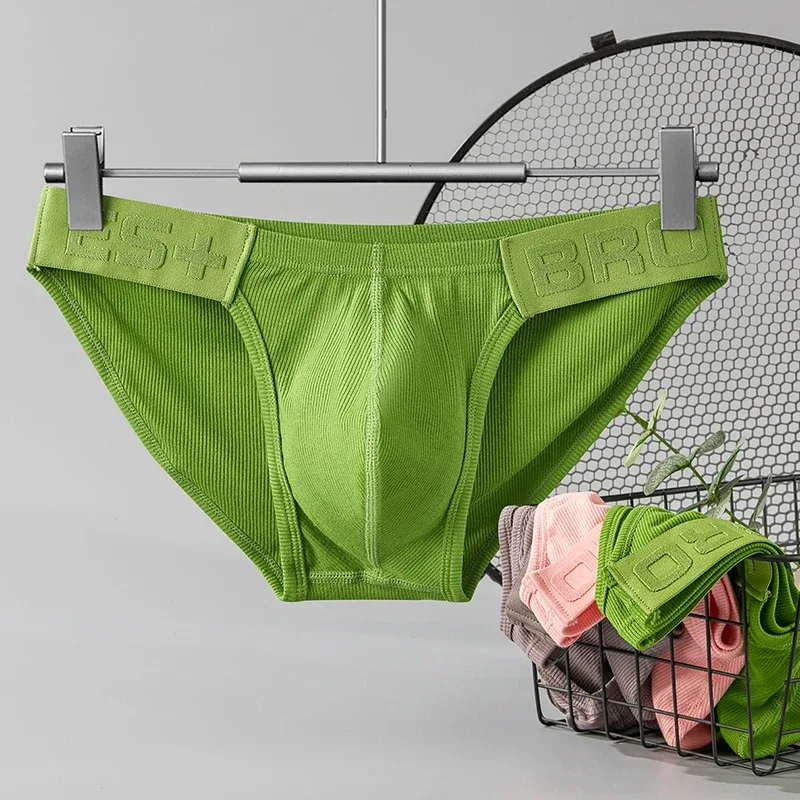 Mens Underwear Solid Color Low Waist Sweat-absorbing Large U Convex Pouch Sexy Mens Briefs — image 3