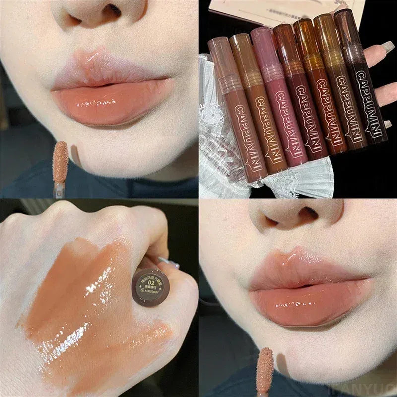 Mirror Watery Chocolate Lip Gloss Long Lasting Moisturizing Crystal Jelly Lip Tint Lipstick Nature Nude Lips Makeup Cosmetics — image 7