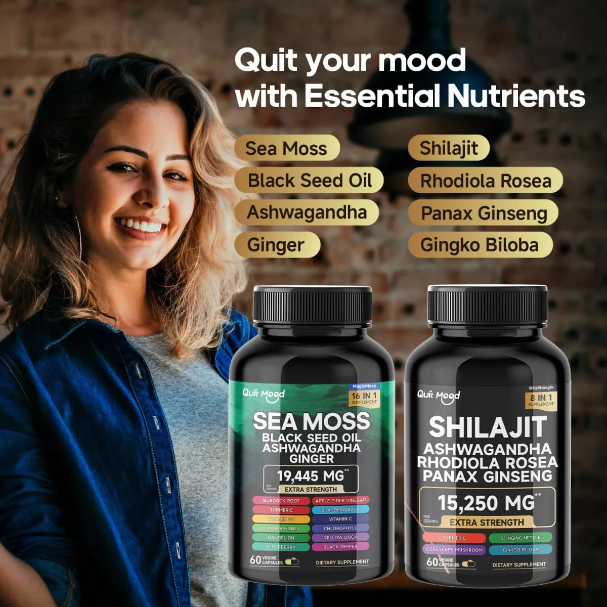 Bundle Sea Moss and Shilajit |High Potency Vitality Combo - Ashwagandha Turmeric Bladder Burdock 2000 Mg & Ginger Vitamin C — image 5