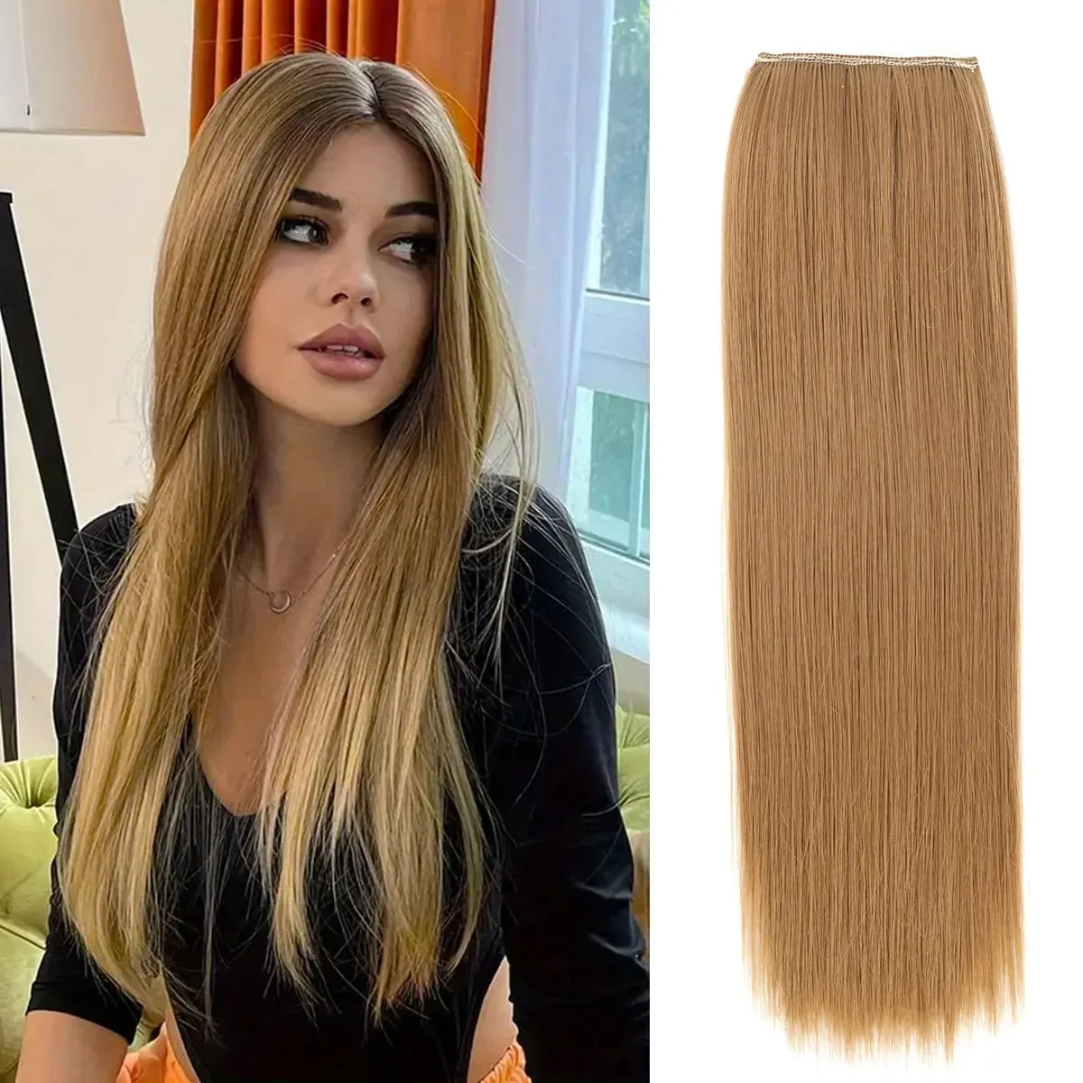 12Inch Synthetic 2 Clips in Straight Hair Extensions Invisible Hair Extensions Synthetic Straight Heat Resistant Fiber Hairpiece — image 9